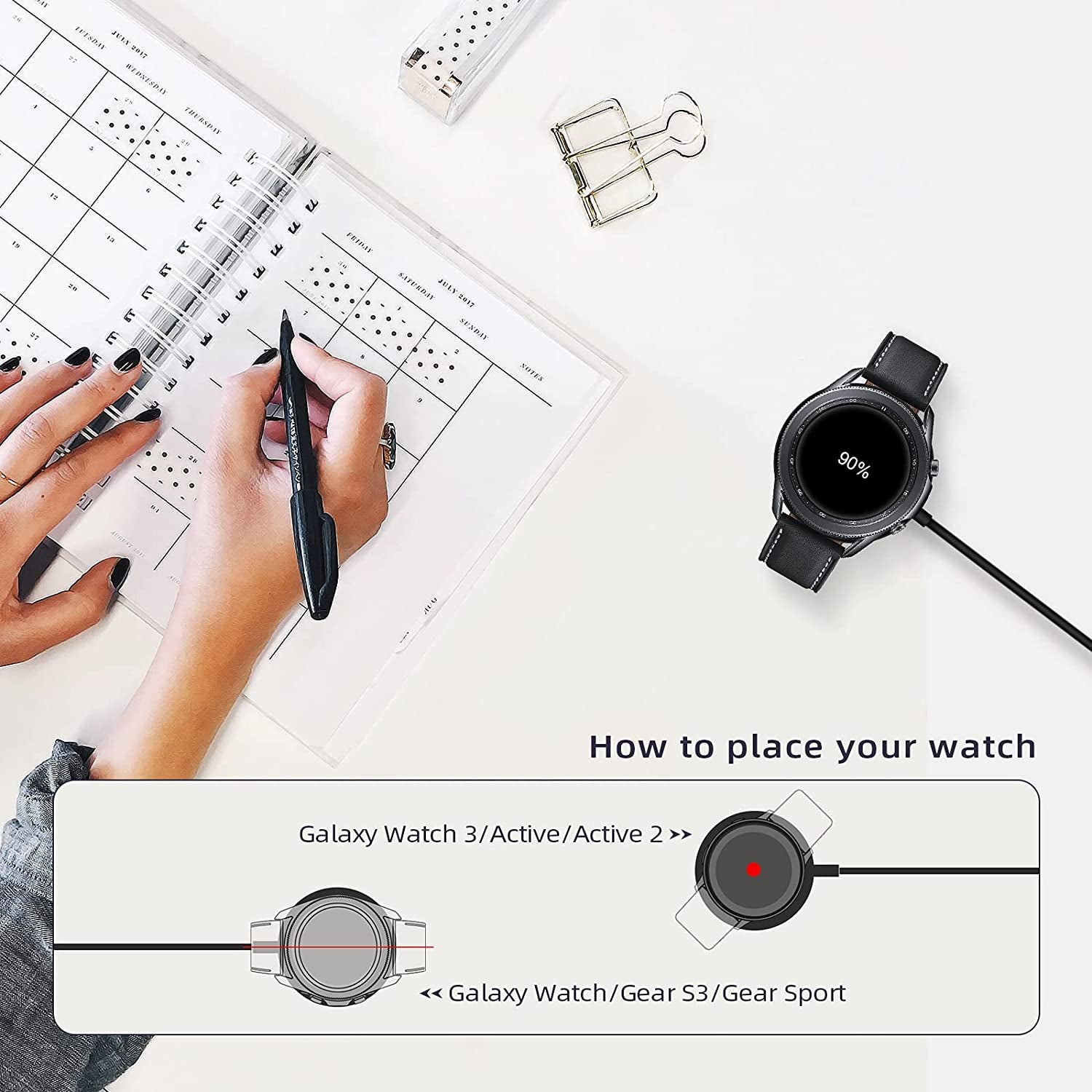 Watch Charger Compatible with Samsung Galaxy Watch, Portable Charging Dock for Galaxy Watch 6/6 Classic/5/5 Pro/4/3/Active2/1,Gear Sport/S3, 3.3Ft
