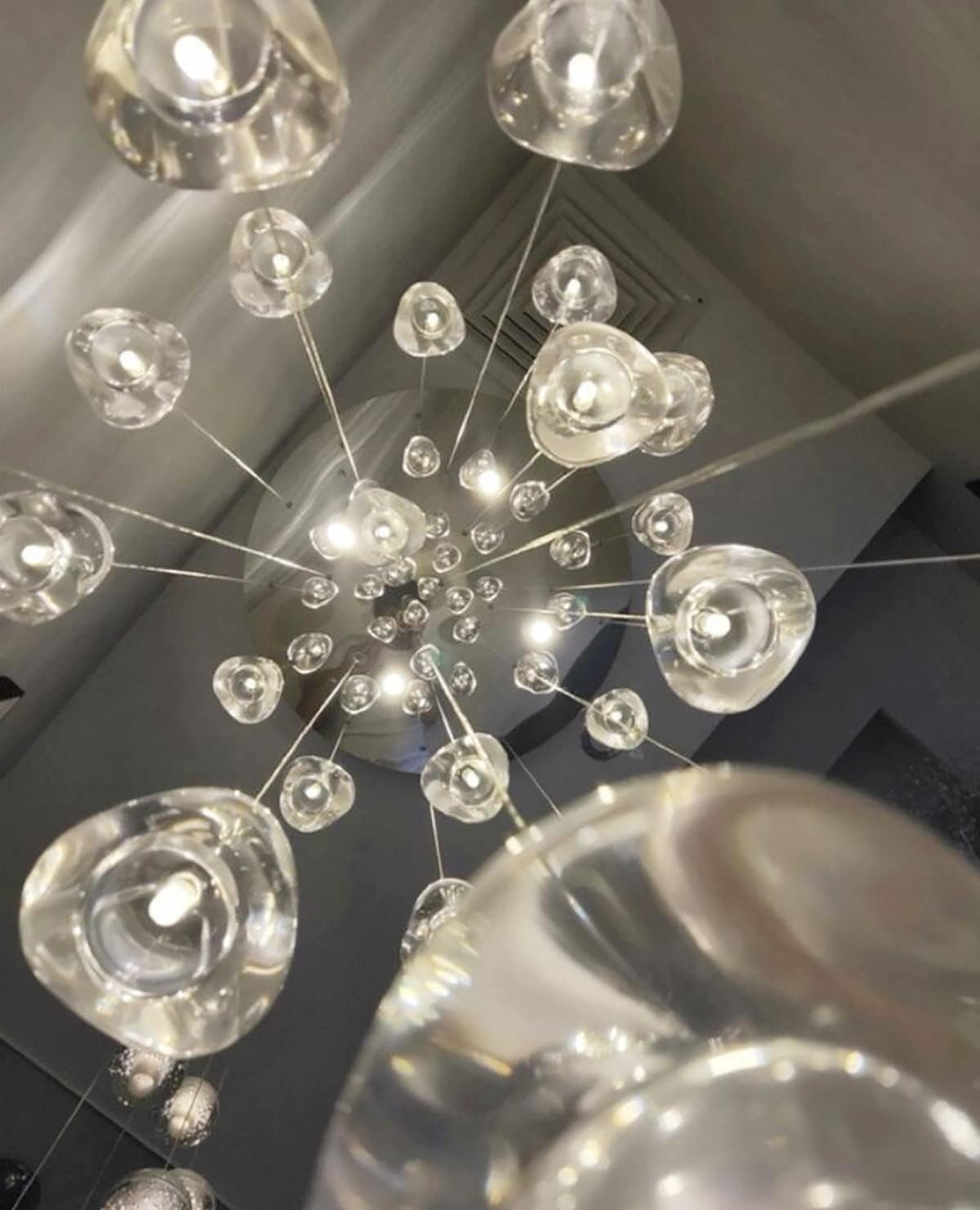 14 Lights Chandeliers Modern LED Crystal Ceiling Light Flush Mount Sloped High Ceiling Light Staircase Luxury Pendant Light Living Room Entryway Foyer Chandelier 138"